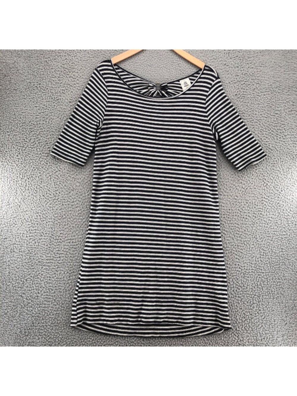 We The Free Dress Womens Medium Black Striped Mini Cotton 1/2 Sleeve Backless